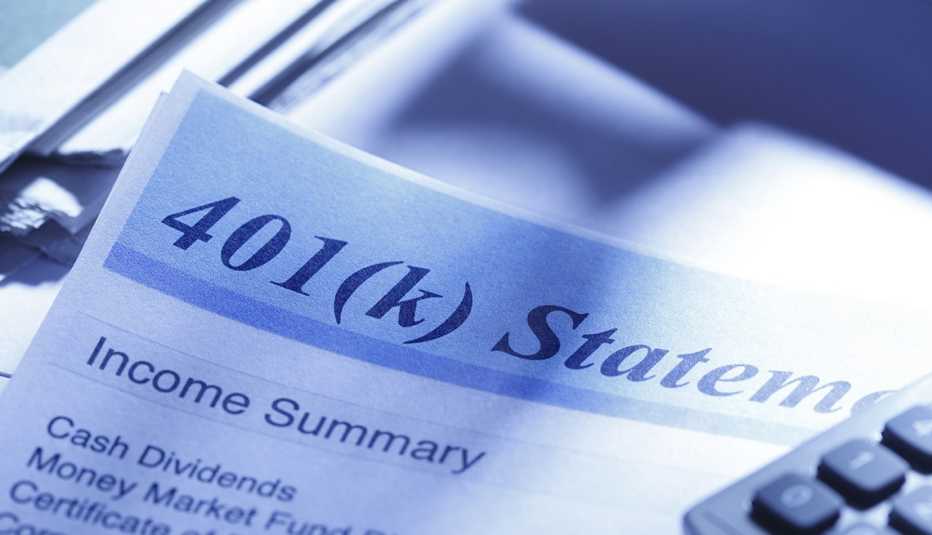 Estado de una cuenta de 401(k).