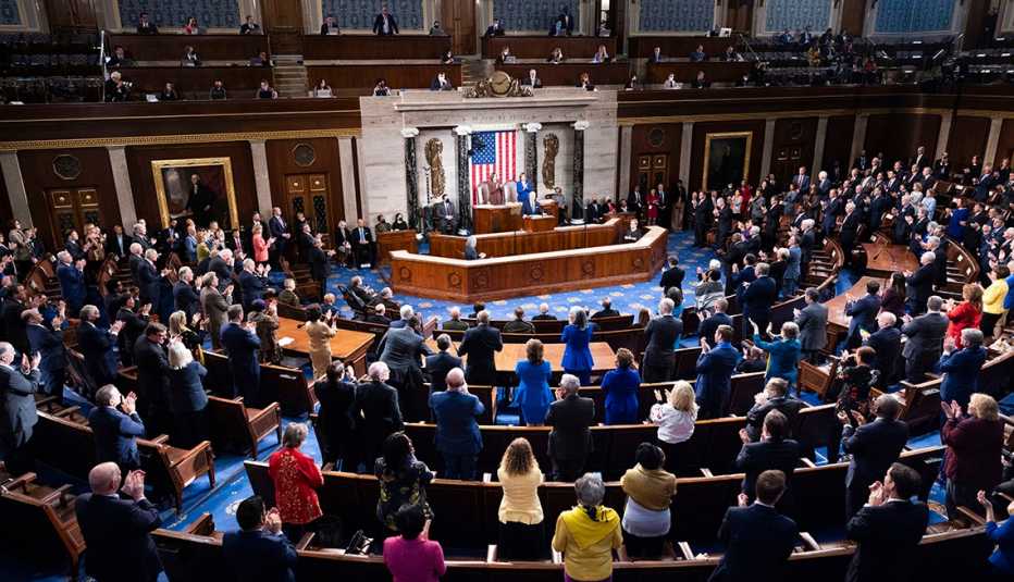Joe Biden durante el discurso sobre el estado de la unión al Congreso