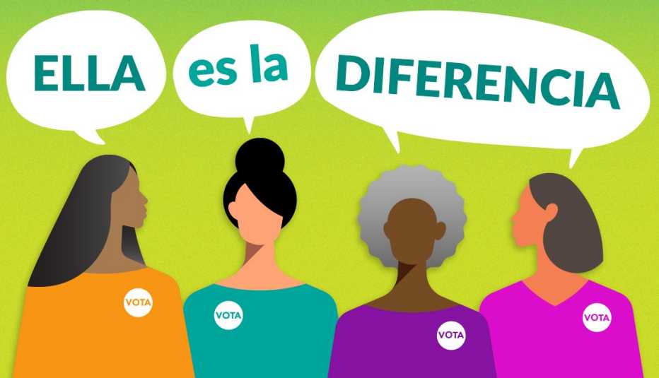 Gráfica de varias mujeres con un texto que dice Ella es la diferencia
