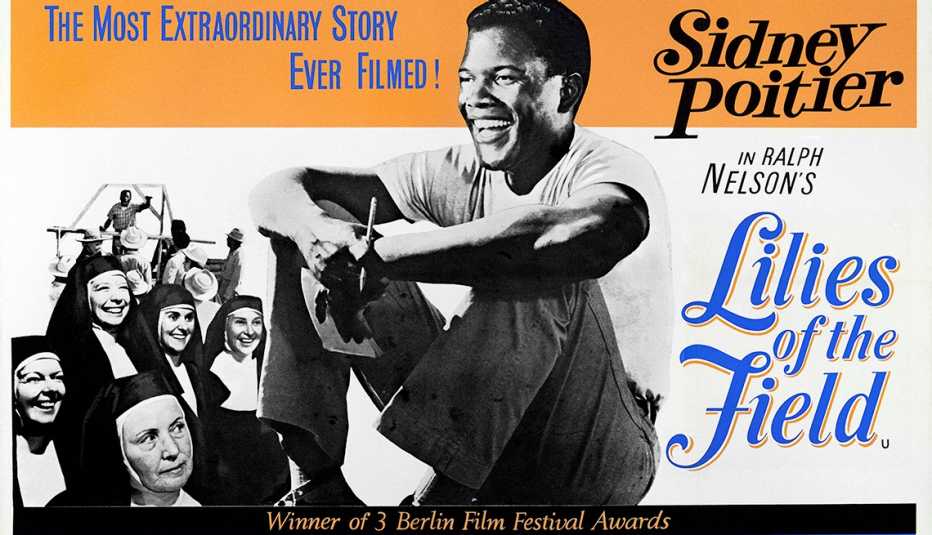 Cartel promocional de Lilies of the Field, protagonizada por Sidney Poitier