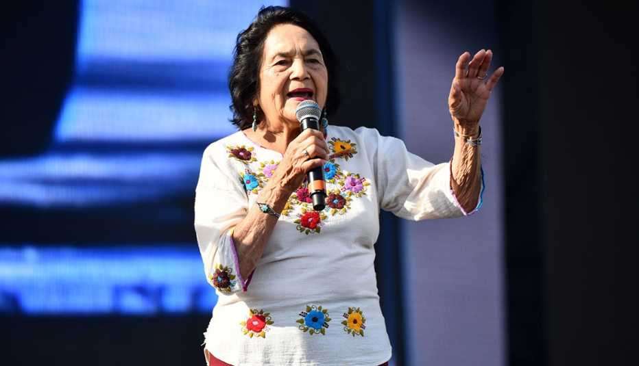 Dolores Huerta, en el Yola Dia Fest, Los Ángeles Historical Park, California, agosto 18, 2019.
