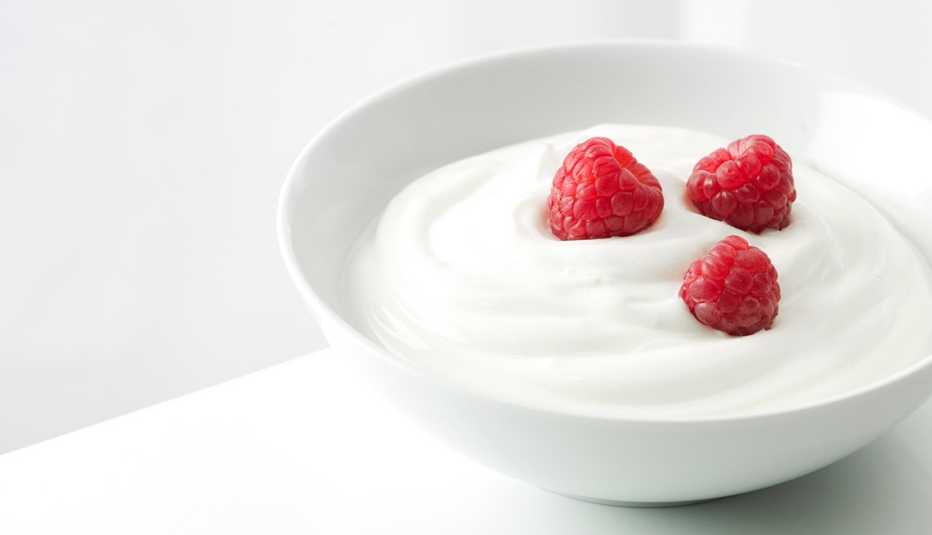 Yogur con frambuesas