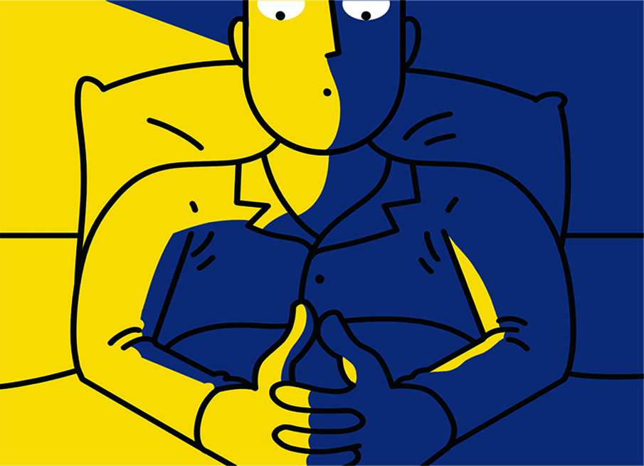 Ilustración de un hombre con insomnio