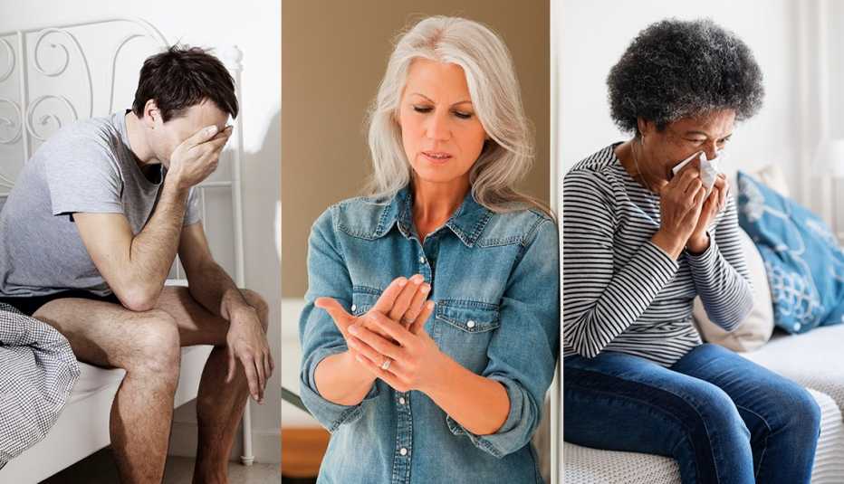 Tres personas con diferentes síntomas de inflamación