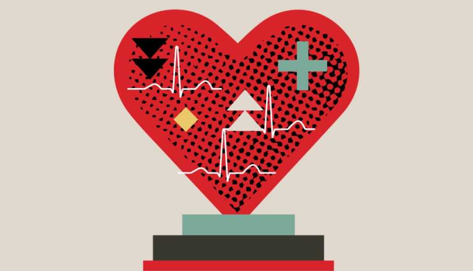 Ilustración de un corazón sobre un pedestal