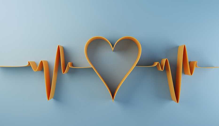 Corazón formado por las líneas del pulso sobre un fondo azul Corazón formado por las líneas del pulso sobre un fondo azul
