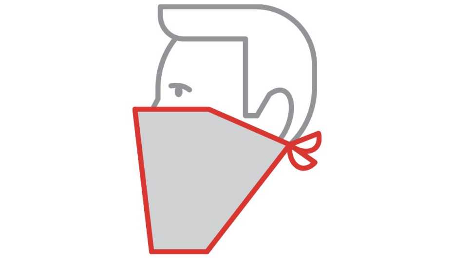 Dibujo de la silueta de un hombre usando una bandana como mascarilla