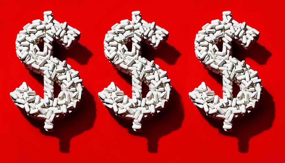 Signos de dólar hecho de pastillas