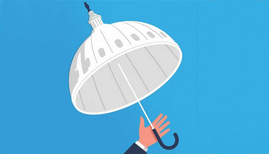 Ilustración de una sombrilla en forma del domo del Capitolio de Estados Unicos Ilustración de una sombrilla en forma del domo del Capitolio de Estados Unicos