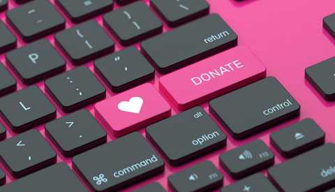 Teclado que muestra un botón de donar Teclado que muestra un botón de donar