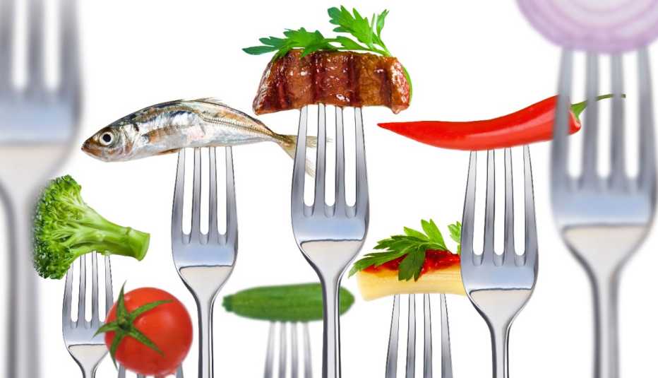 Tenedores con comida