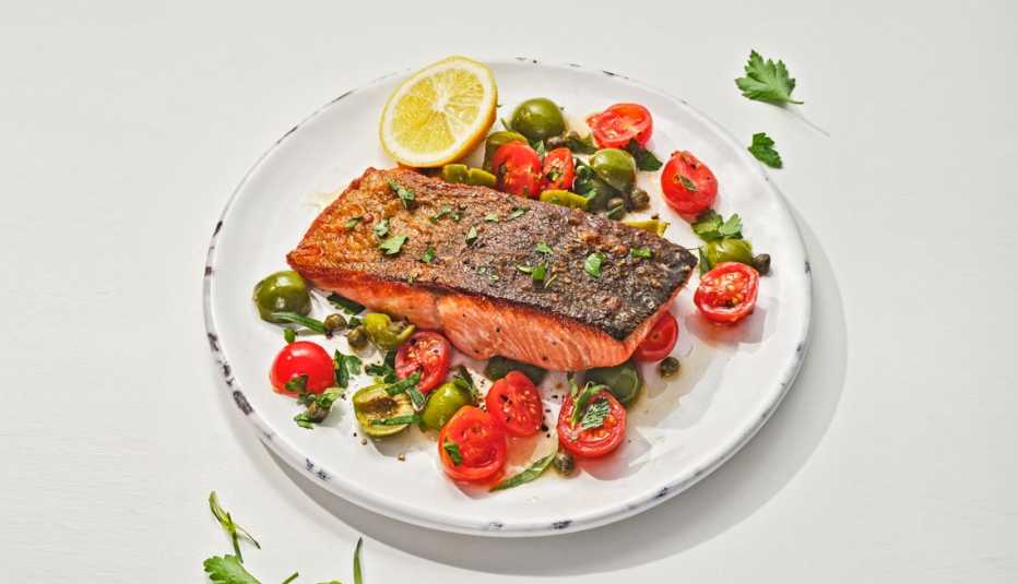 Salmón con vegetales