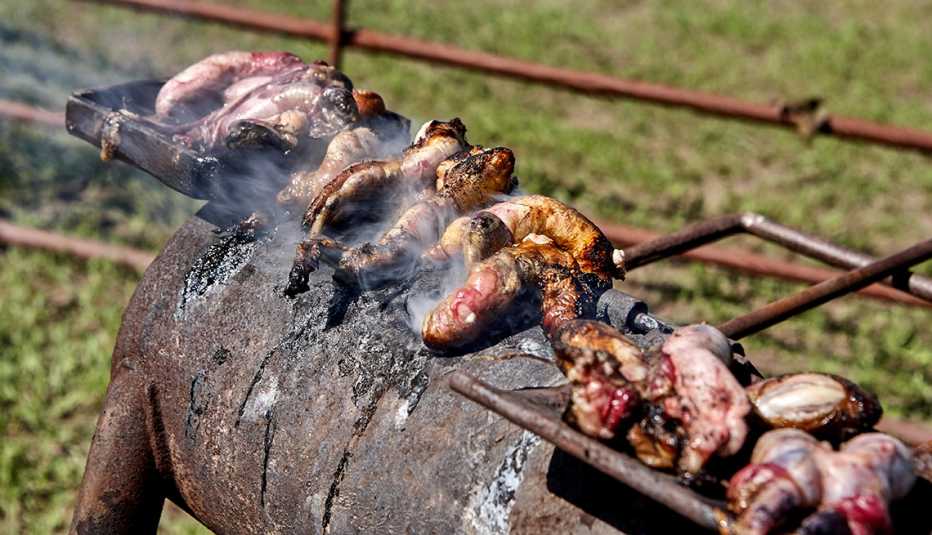 Ostras en la parrilla.