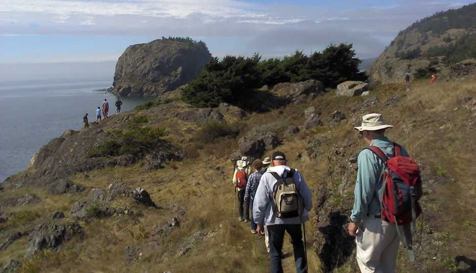 Excursionistas en las islas San Juan