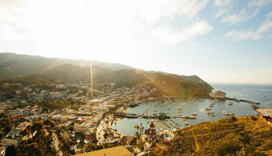 Vista aérea de la marina de la isla Catalina, California