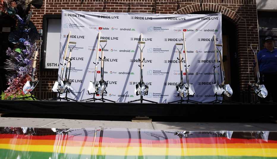 ceremonial shovels at the Stonewall National Monument Visitor Center groundbreaking in 2022 ceremonial shovels at the Stonewall National Monument Visitor Center groundbreaking in 2022