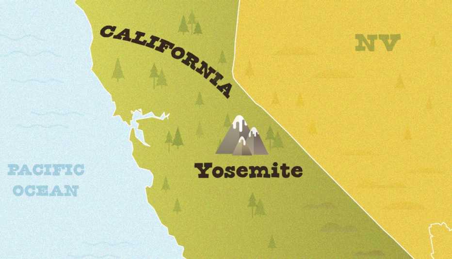 Mapa de California muestra la ubicación del Parque Nacional Yosemite Mapa de California muestra la ubicación del Parque Nacional Yosemite