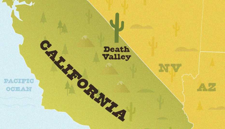 Mapa de California que muestra dónde está el Parque Nacional del Valle de la Muerte Mapa de California que muestra dónde está el Parque Nacional del Valle de la Muerte