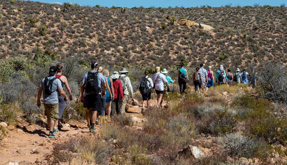 Personas caminan por el sendero del cañón Pine Creek