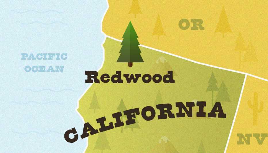 Mapa del norte de California muestra la ubicación de Redwood Mapa del norte de California muestra la ubicación de Redwood