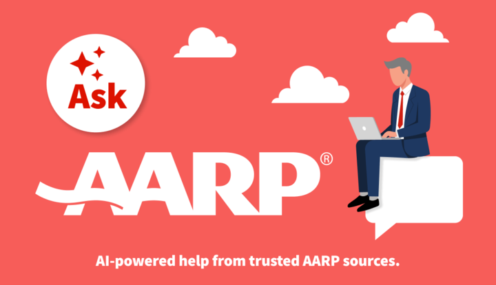 Ask A A R P. A I powered help from trusted A A R P sources. Illustration of a man using a laptop