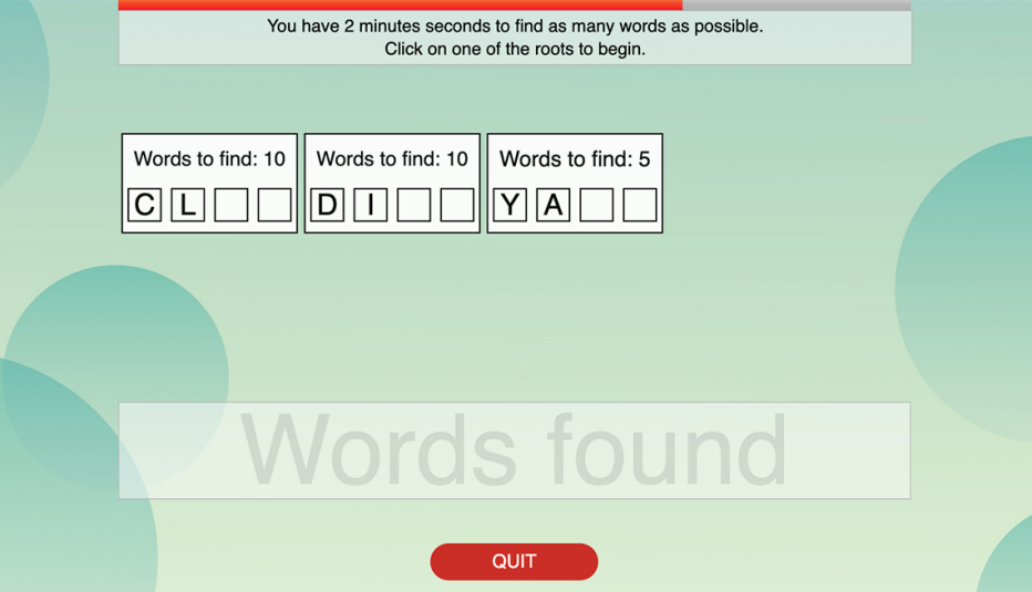 Screenshot of the Root It Out game