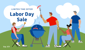 AARP Labor Day Sale on Membership limited time labor day sale banner with people and grill at a community bbq
