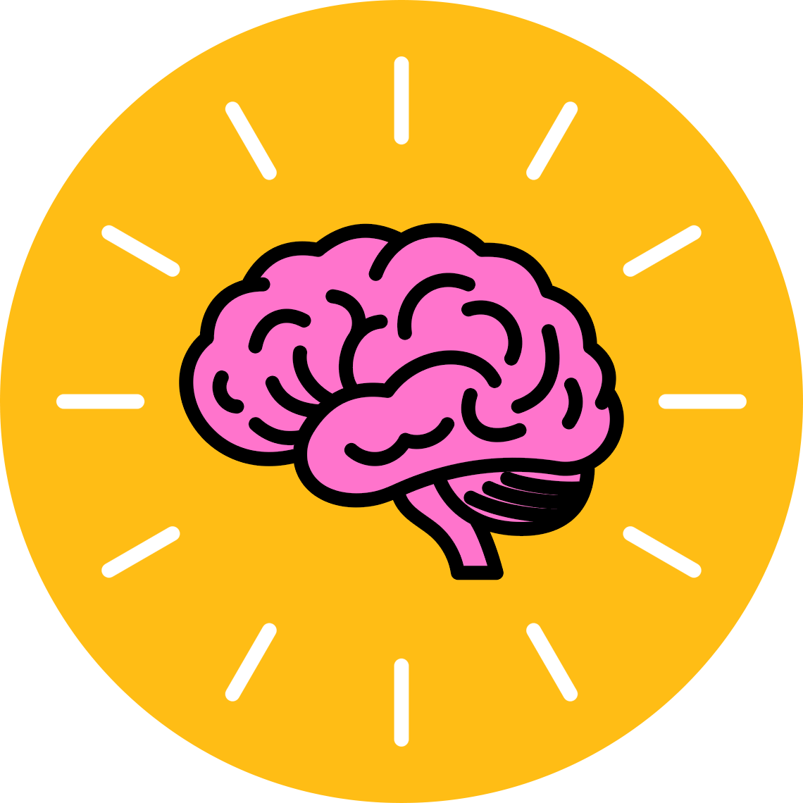 a pink brain on a yellow background