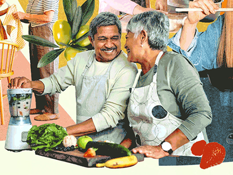 People cooking healthy food