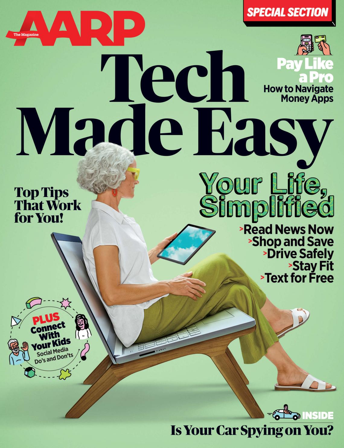 cover of aarp the magazine TECH MADE EASY SPECIAL ISSUE