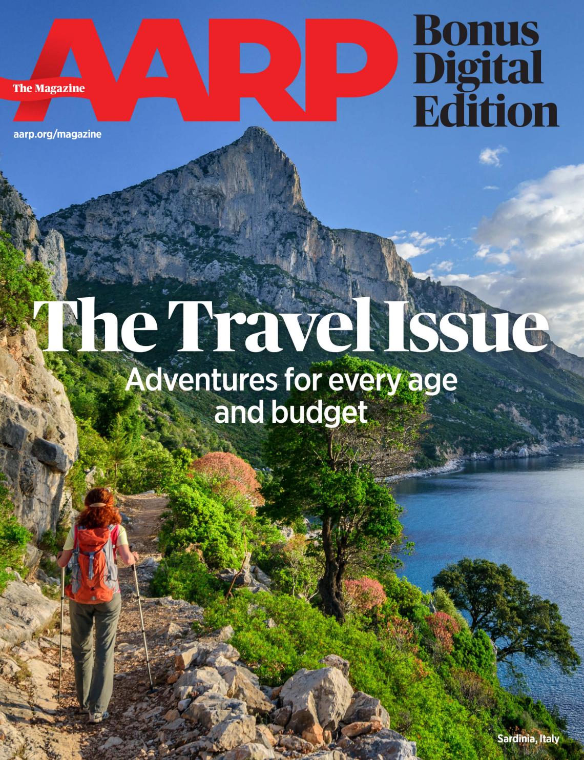 cover of aarp the magazine The Travel Issue
