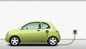 Ilustración de un auto eléctrico que se está cargando Ilustración de un auto eléctrico que se está cargando