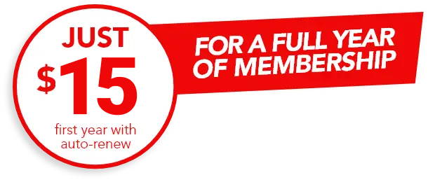 Just $15 for first year with auto renew