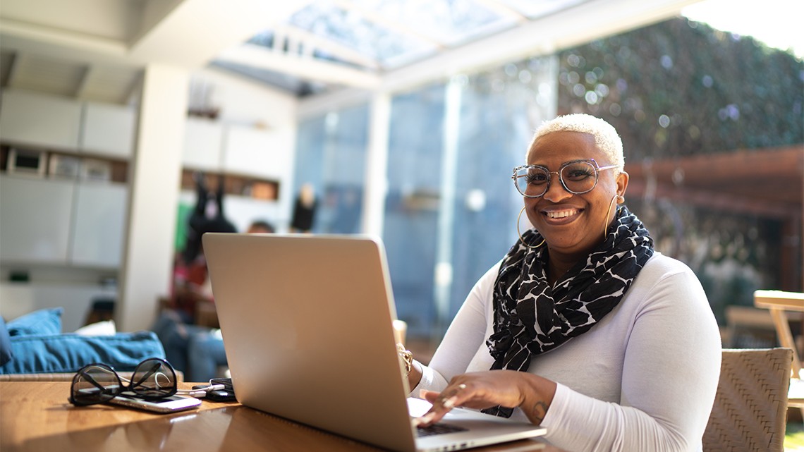 Woman using laptop