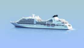 big cruise ship on water