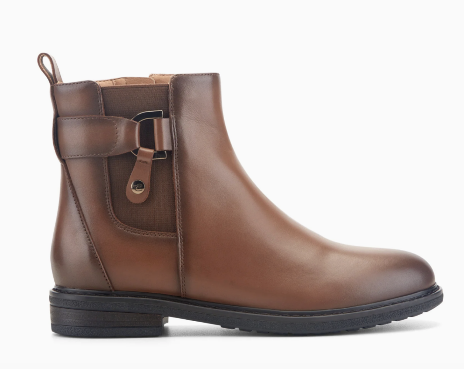 Easy Spirit Jordynn Casual Bootie with side buckle accent and elastic panel.