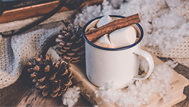 A close up of a mug of hot cocoa