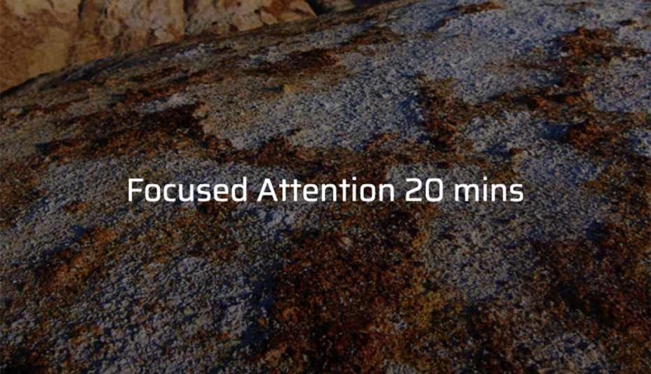 A rocky surface with the text "Focused Attention 20 mins"