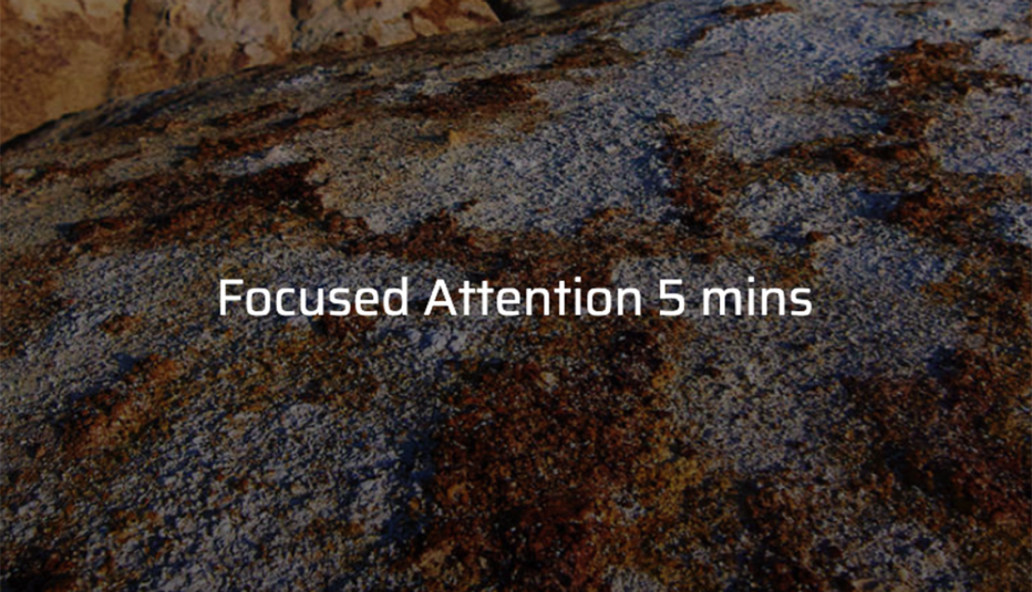 A rocky surface with the text "Focused Attention 5 mins"