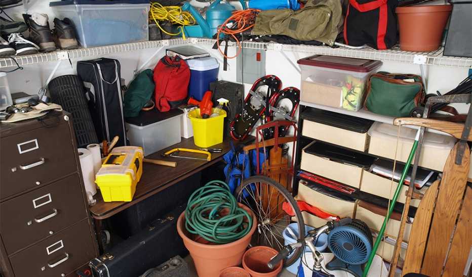 A messy area of an assortment of things
