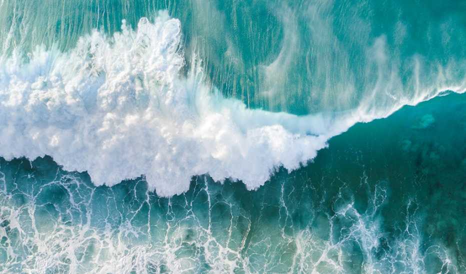 An overhead view of ocean waves