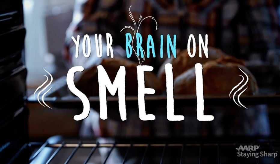 Food being taken out of oven with "Your Brain on Smell" text