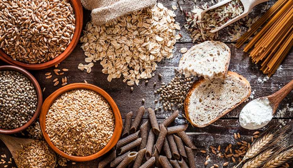 A close-up view of oats and grains on a table