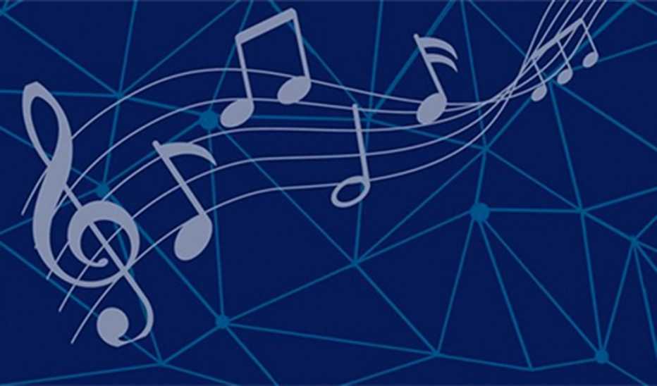 Various music notes on a blue background