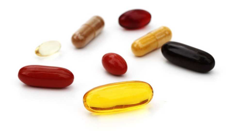 A close-up view of vitamins and mineral nutrition supplements