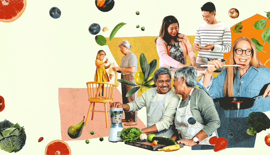 People cooking healthy food