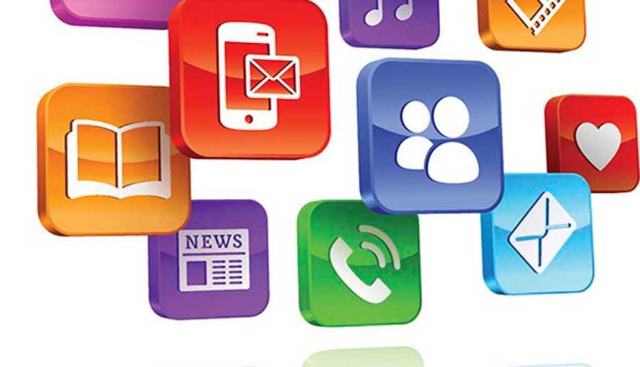 An illustration of several different app icons