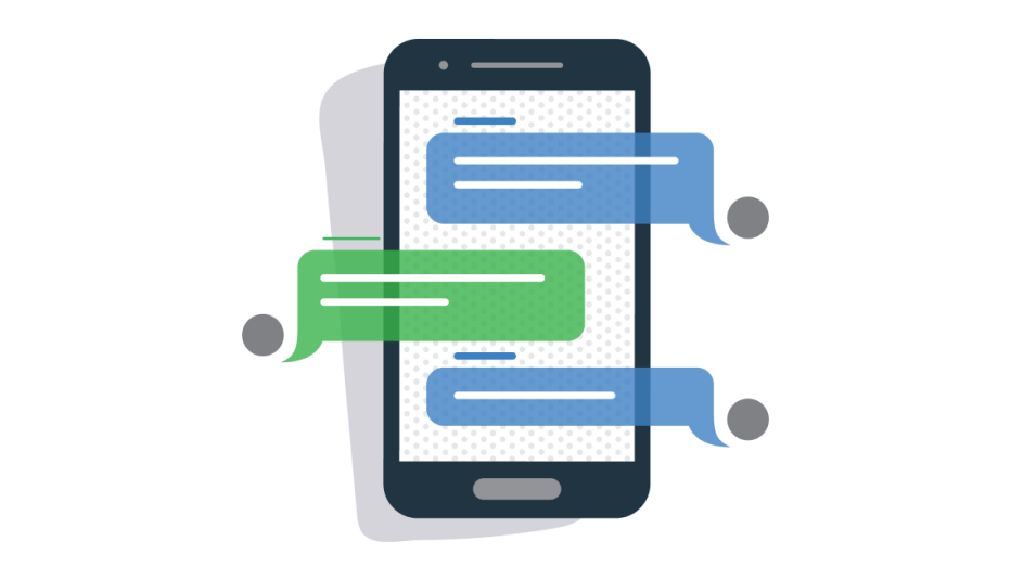 A phone with chat messages on the screen