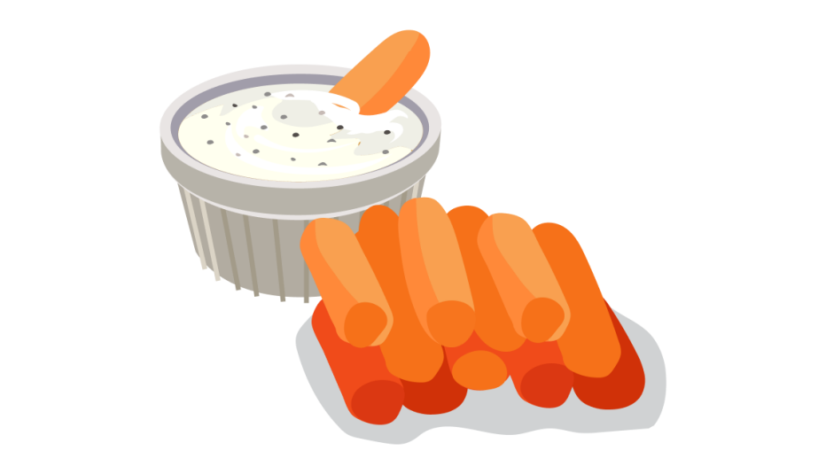 Baby carrots and bowl of ranch dip