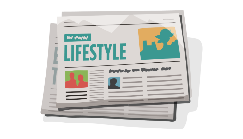 A newspaper with the word "LIFESTYLE" as the headline on it